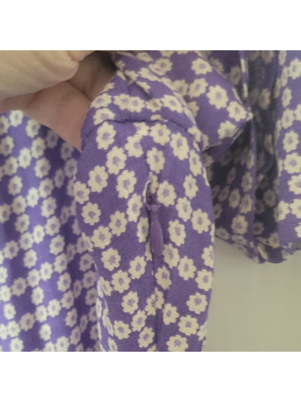 Per Una Purple Floral Midi Dress 20 Wrap Style Short Flutter Sleeve Ruffle Hem - Picture 14 of 15